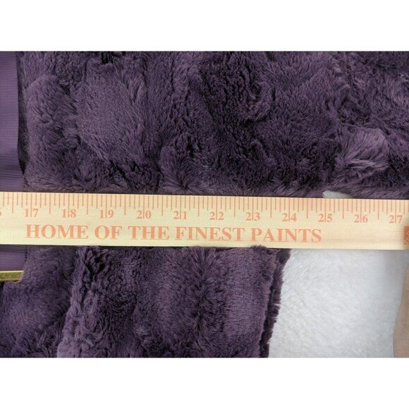 EXPRESS Faux Fur Hooded Deep Purple Teddy Jacket Sz Small w/ Gold Accents - Picture 13 of 14